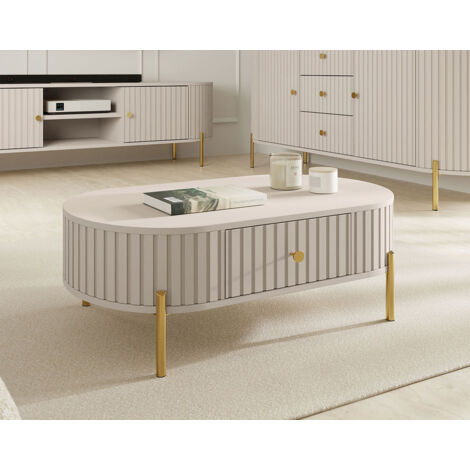 Bestmobilier – Table basse rectangulaire 100 cm – 1 tiroir en MDF – Pieds en métal – Résistante à l’humidité et aux rayures – Style contemporain (1/5)