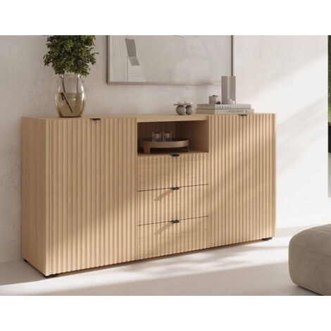 Judy - buffet bas 150 cm - 2 portes, 3 tiroirs et 1 niche - bois (1/5)