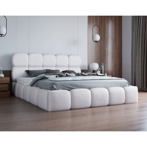 Mariposa - lit coffre - 160x200 cm - sommier inclus - en velours - beige (1/5)