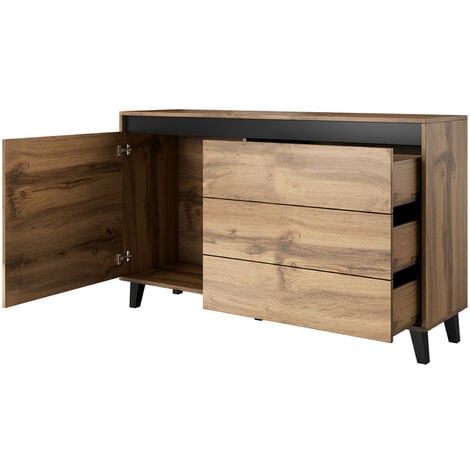 Lord - buffet bas - bois et noir - 138 cm - style industriel