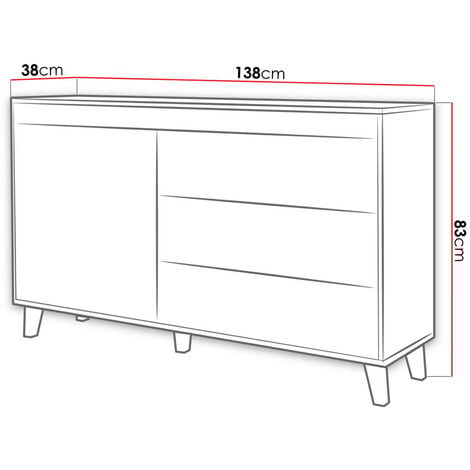 Lord - buffet bas - bois et noir - 138 cm - style industriel