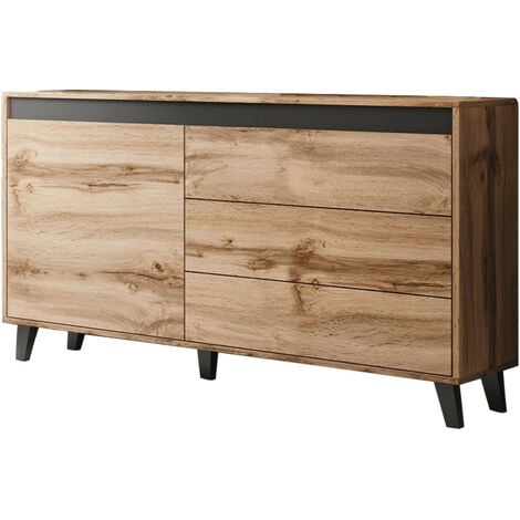 Lord - buffet bas - bois et noir - 138 cm - style industriel