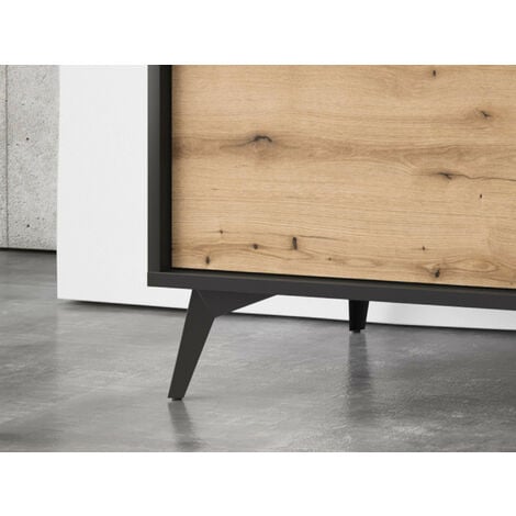 Peter - buffet bas - effet bois et noir - 154 cm - style industriel