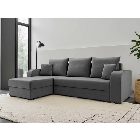 Bestmobilier – Canapé d'angle réversible 4 places convertible avec coffre – Velours 100 % polyester – Dimensions 237x139 cm – Couchage 204x130 cm (1/5)