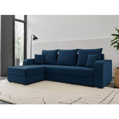 Bestmobilier – Canapé d'angle réversible 4 places convertible avec coffre – Revêtement velours 100% polyester – Dimensions 237x139 cm – Usage occasionnel (1/5)