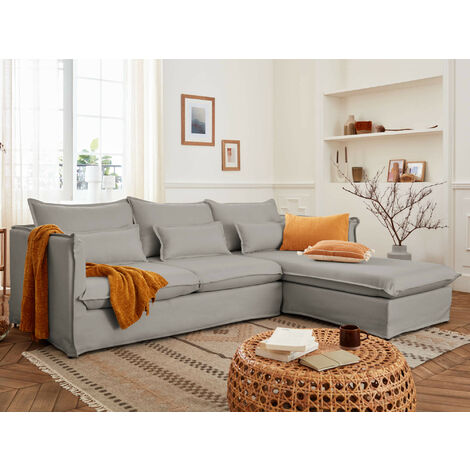 Adriann - canapé d'angle droit fixe - 4 places - en tissu déhoussable