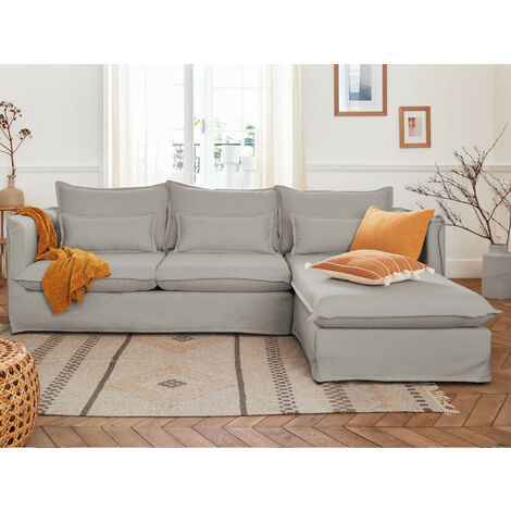 Adriann - canapé d'angle droit fixe - 4 places - en tissu déhoussable