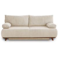 Bestmobilier – Canapé convertible 3 places avec coffre – Velours côtelé beige – Couchage occasionnel 140x187 cm – Structure bois – Confort optimal