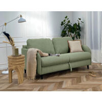 Bestmobilier – Canapé convertible 3 places express – Couchage quotidien 140 cm – Matelas 11 cm – Tissu doux – Vert sauge