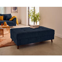 Lisa Design – Pouf en velours texturé bleu – Dimensions 40x118x73cm – Assise d’appoint pour invités – Pieds en bois massif