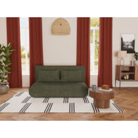 Bestmobilier – Banquette 2 places convertible clic-clac en velours côtelé – Couchage 200x140cm – Style contemporain – Vert