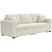Bestmobilier – Canapé droit 3 places convertible en velours côtelé – Couchage 194x113 cm – Style contemporain – Idéal pour petits espaces