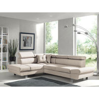 Bestmobilier – Canapé d'angle gauche convertible 5 places – Têtières réglables – Couchage 185x125 cm – Design contemporain – Tissu 100% polyester
