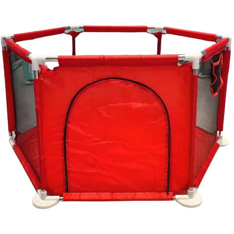 Mini parc pour bébé diamètre 150 cm rouge avec barrière