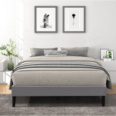 Sommier 140x190 cm Tapissier Déhoussable - 20 cm - 13 Lattes - Montage Rapide - Facile d'entretien - Confort Optimal - Design Moderne - ANNA GRIS (1/2)