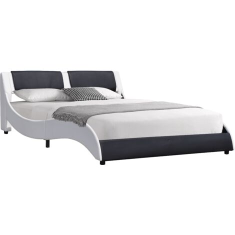 Literie Julien – Lit clara 140x190 avec sommier et tête de lit – Revêtement PVC simili – Montage rapide – 13 lattes de 5 cm pour matelas