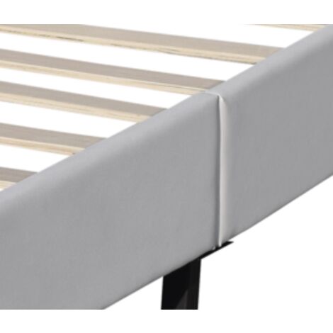 Lit Avec Sommier 180x200 Cm - Tête De Lit Capitonnée Blanc - Pieds 10 Cm - MDF Robuste, 13 Lattes - Livraison Rapide