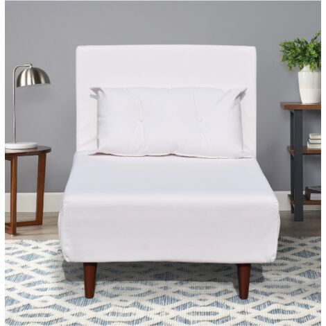 King Of Dreams – Fauteuil convertible lit 1 place tissu PU blanc – Dimensions fauteuil 80 x 90 x 84 cm – Dimensions lit 80 x 190 x 28 cm – Facile à nettoyer