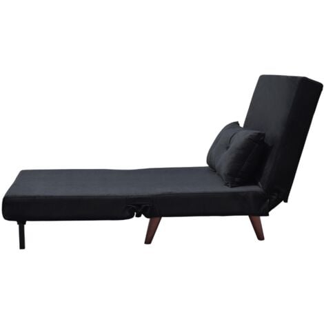 Fauteuil convertible lit une place tissu velours Noir dimension: 80 x 90 x 84 cm - dimension lit: 80 x 190 x 28 cm