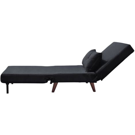 Fauteuil convertible lit une place tissu velours Noir dimension: 80 x 90 x 84 cm - dimension lit: 80 x 190 x 28 cm