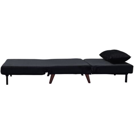 Fauteuil convertible lit une place tissu velours Noir dimension: 80 x 90 x 84 cm - dimension lit: 80 x 190 x 28 cm