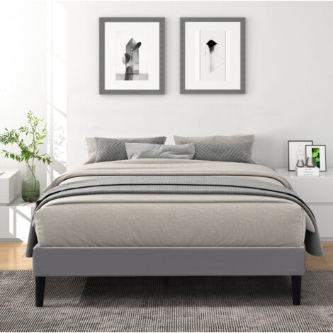 Sommier 120x200 Tapissier Déhoussable 20 cm - 13 Lattes - Montage Rapide - Facile d'entretien - Confort Optimal - Design Moderne - ANNA GRIS (1/2)