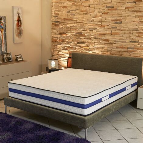 MATELAS 135x190 cm 29 cm - Face Hiver Laine - Face Ete Lin - Soutien Ferme - Confort Optimal - Usage Quotidien - MATELAS BLUE