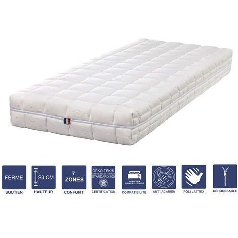 Matelas 90x200 - 23 cm Ferme - Mémoire de Forme - Compatible Sommier Électrique - Confort 7 Zones - Alèse Déhoussable Lavable - Oreiller Visco - MATELAS VISCO DREAM (1/5)