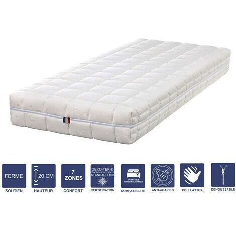 Matelas contact Mémoire de Forme + Alèse - 20 cm Ferme + Oreiller Visco - Spécial Sommier Electrique - Déhoussable Housse Lavable - 7 Zones de Confort - rembourrage 100 % polesther - - Très Respirant (1/5)