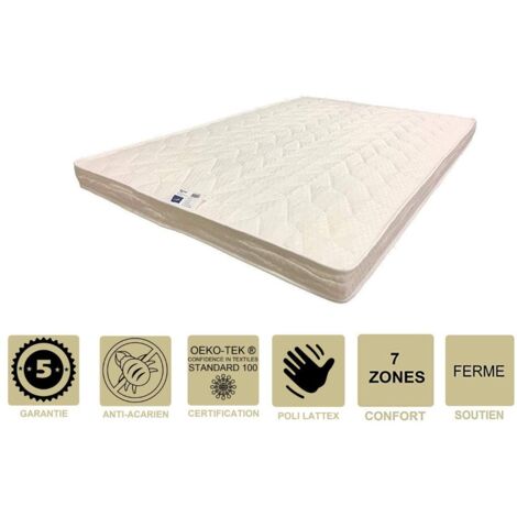 lot de 2 Matelas Ferme avec face de contact latex Pour Canap Lit 90x190 x 10 cm - 7 zones de Confort - Ame Poli Lattex HD Haute...