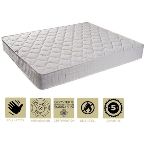Matelas Tissu Ignifugé Non Feu 120x200 x 25,5 cm - Très Ferme - ame rembourrage 100 % polesther