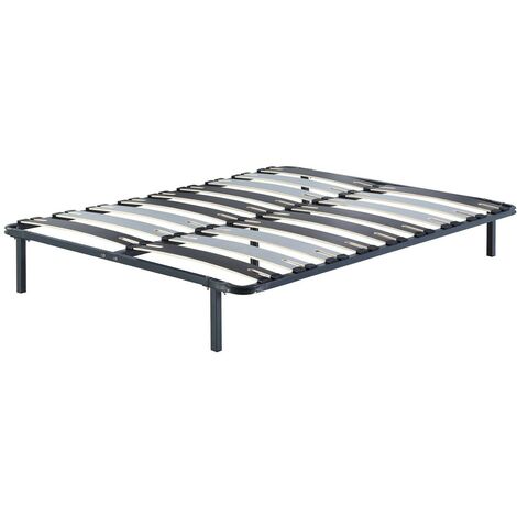 Cadre Sommier Metal 29 cm - Compatible Matelas Standard - 9 Larges Lattes de 12,5 cm - Epaisseur 1,2 mm - Solide et Confortable - 160x200 - PATRICK (1/4)