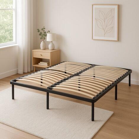 Sommier 180x200 Cadre à Lattes Renforcé et Soutien Réglable - 29 cm en Métal - 1,4 mm - 34 Lattes de 9 mm et 3,5 cm - Confort Optimisé Usage Quotidien - CADRE A LATTE ANYA