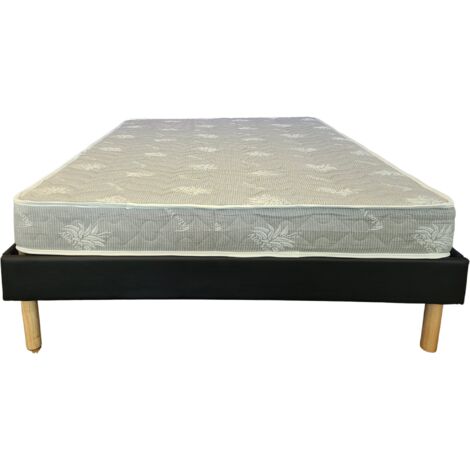 Matelas Mina + Sommier Gregory Noir 200x200 x 19,5 cm - une Face Soutien Souple et une Face Soutien Ferme - reference Nina - - rembourrage 100 % polesther - âme 100 % polyuréthane poli lattex HR Dern (1/5)