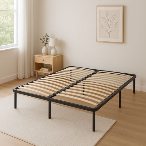 King Of Dreams – Sommier Jacky 140x190 cm – Cadre à lattes en métal 1,2 mm – 14 lattes en multiplis – Pieds en métal 25 cm – Résistant aux chocs et rayures (1/5)