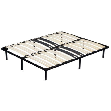 Sommier 80x190 cm Renforcé Noir - Cadre à Lattes 29 cm - Compatible avec Tous Matelas - Métal Épaisseur 1,4 mm - 18 Lattes en 9 mm - Cadre à Latte Michel (1/4)