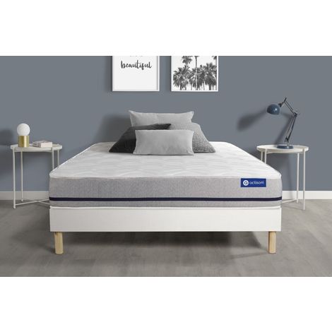 Ensemble matelas 140x200 ACTIMEMO SOFT 3zones de confort + sommier KIT blanc