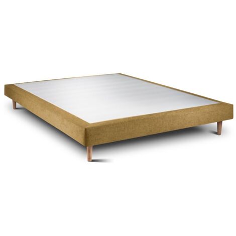 Sommier Tapissier Tissu Jaune 140x200 H29cm (1/4)