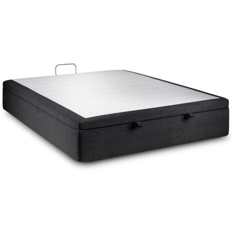 Sommier Coffre Tissu Noir 180x200 H39cm