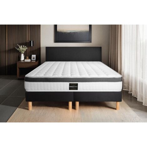 Ensemble matelas sommier 200 x 200 cm – Mousse à mémoire de forme 21 cm – Confort ferme – Sommier tapissier à lattes 14 cm – Prestige Literie (1/4)