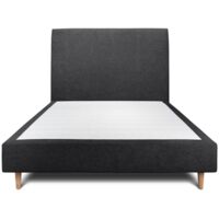 Lit 160x200cm avec tête de lit tapissier tissu et sommier tapissier Noir - Hauteur totale : 29cm