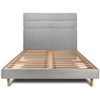 Lit 150x200cm avec tête de lit lignes bouclette et sommier kit Gris - Hauteur totale : 29cm