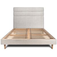 Lit 150x200cm avec tête de lit lignes bouclette et sommier kit Beige - Hauteur totale : 29cm
