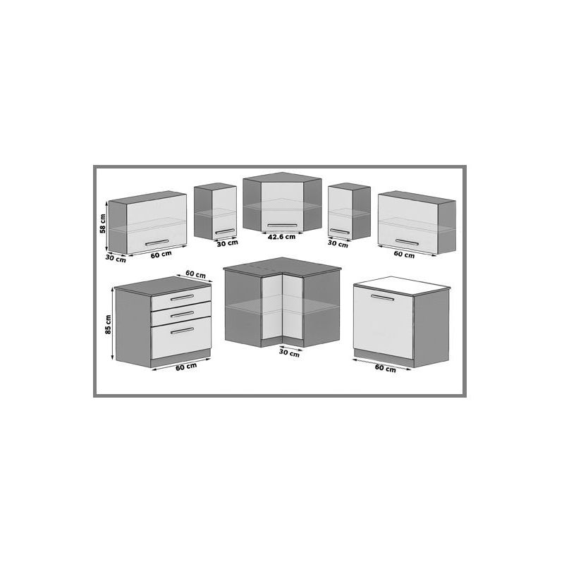 LOUKA - Cuisine Complète d'angle + Modulaire L 360 cm 9 pcs - Plan de  travail INCLUS - Ensemble armoires meubles cuisine - Blanc