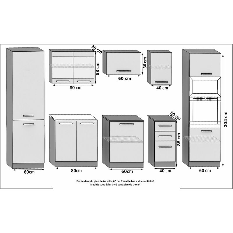 Estrada cuisine complète d'angle l300 cm 8 pcs - Blanc – Hucoco