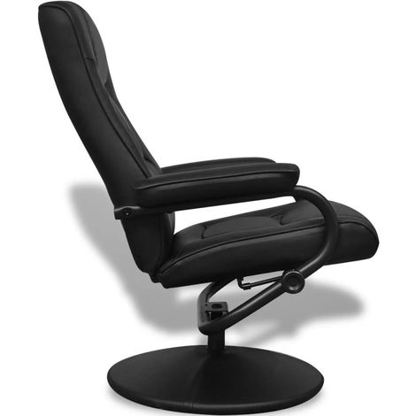 Fauteuil de bureau LINCON, Repose-pieds, Cuir Synthétique Noir