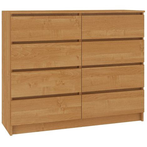 Commode chambre 8 tiroirs PARI 8 couleur bois chêne sonoma meuble de chambre  rangement