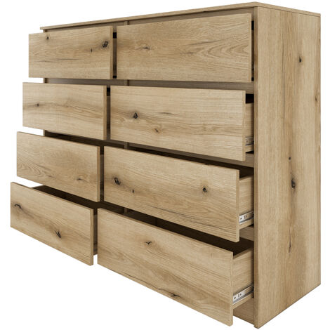MILAN - Commode moderne grande 8 tiroirs chambre salon - Dimensions 97x120x40  - Design minimaliste - Meuble de rangement