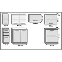 NOVIA - Cuisine Complète Modulaire Linéaire 240/180cm 7 pcs - Plan de travail INCLUS - Ensemble armoires meubles cuisine - Marron