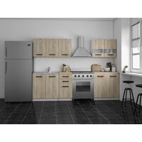 ELIF - Cuisine Complète Modulaire + Linéaire L 200 cm 6 pcs - Plan de travail INCLUS - Ensemble meubles armoires cuisine - Beige